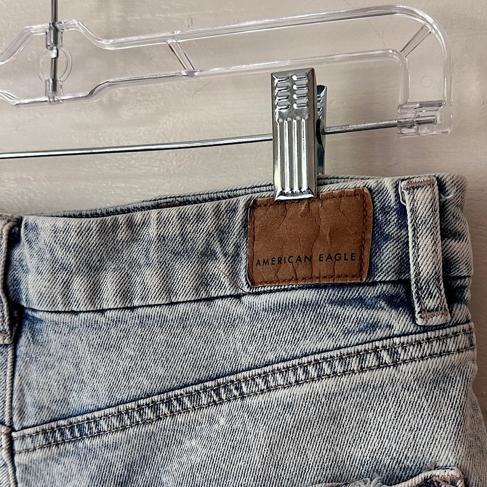 American Eagle Strigid Distressed Denim Jean Shorts Cut Off High Rise Stretch 8 - Picture 8 of 15